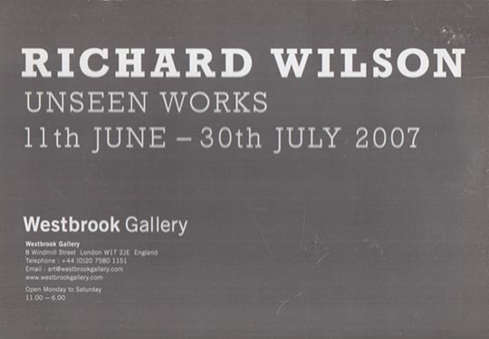 Richard Wilson Unseen Works